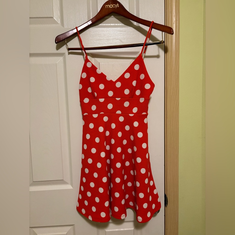Timing red polka dot dress size S
